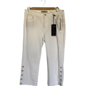 Liverpool 12 White Kick Flare Denim Capri Stretch